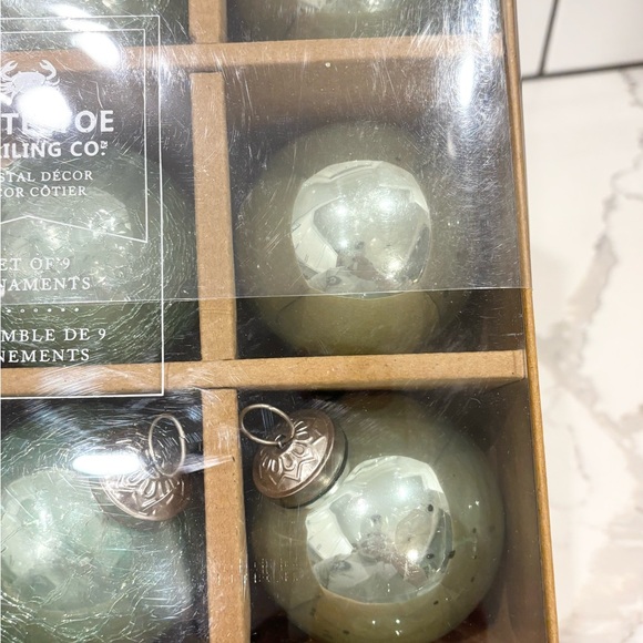 Set of 9 Kugel Style Teal Mercury Glass Christmas Ornaments Crackled - Picture 4 of 4